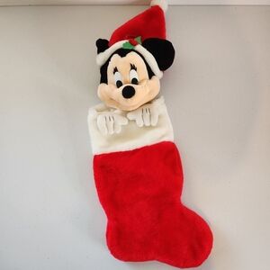 Vintage Minnie Mouse Disney Christmas Stocking Decor 90s 1990s Stuffed Animal